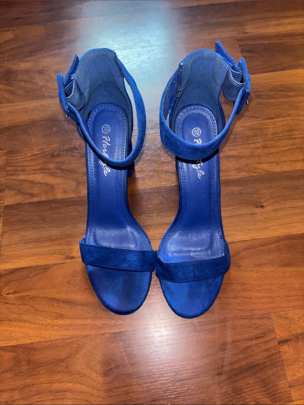 Caparros Royal Blue Suede Open-Toe Ankle Strap Heels